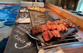 Heat table buffet with sliced meats