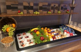 healthy juice station at Hilton hotel