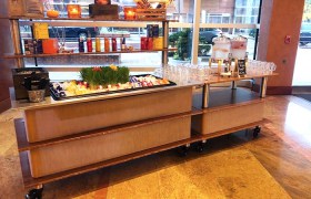 refreshments station at hotel entrance