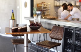 cherries on PoLo bar table at Danon culinary school