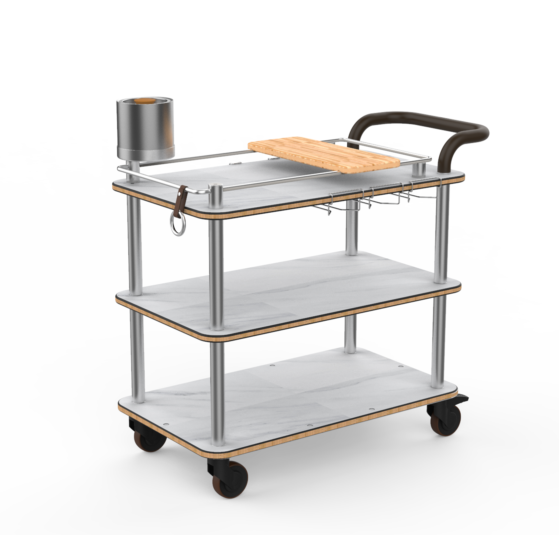 MIXOLOGY CART WITH LEATHER HANDLE