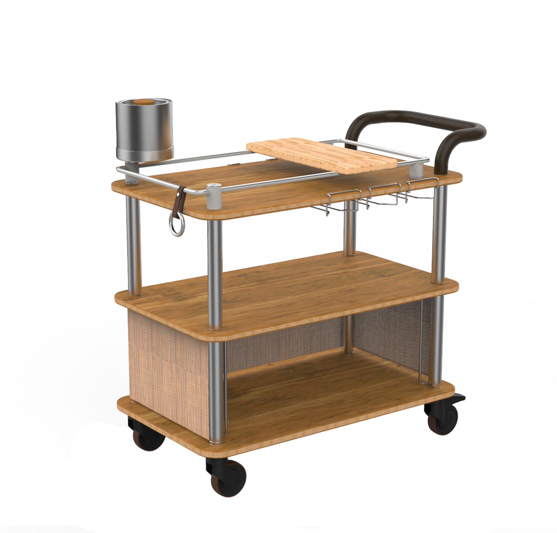 MIXOLOGY CART WITH LEATHER HANDLE