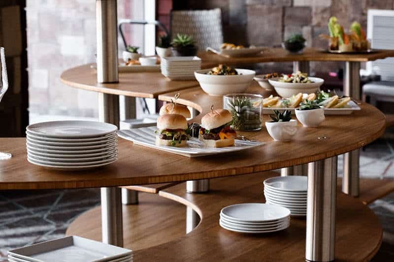 buffet set up at a hotel