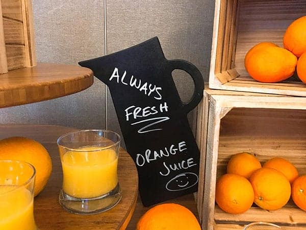 orange juice blackboard sign