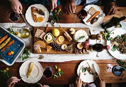 food table from above