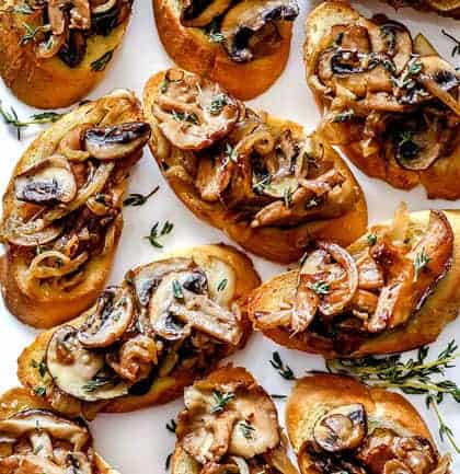 Caramelized Onion and Mushroom Crostini