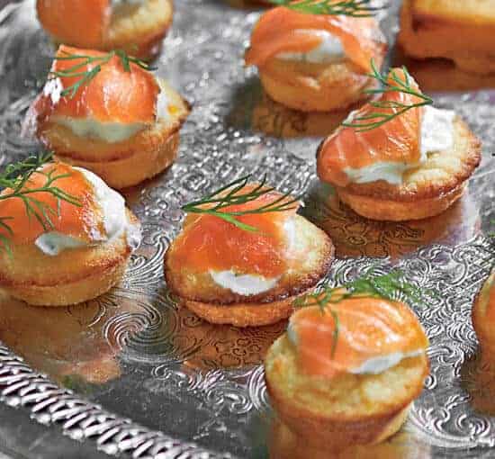 Mini Corn Cakes with Smoked Salmon