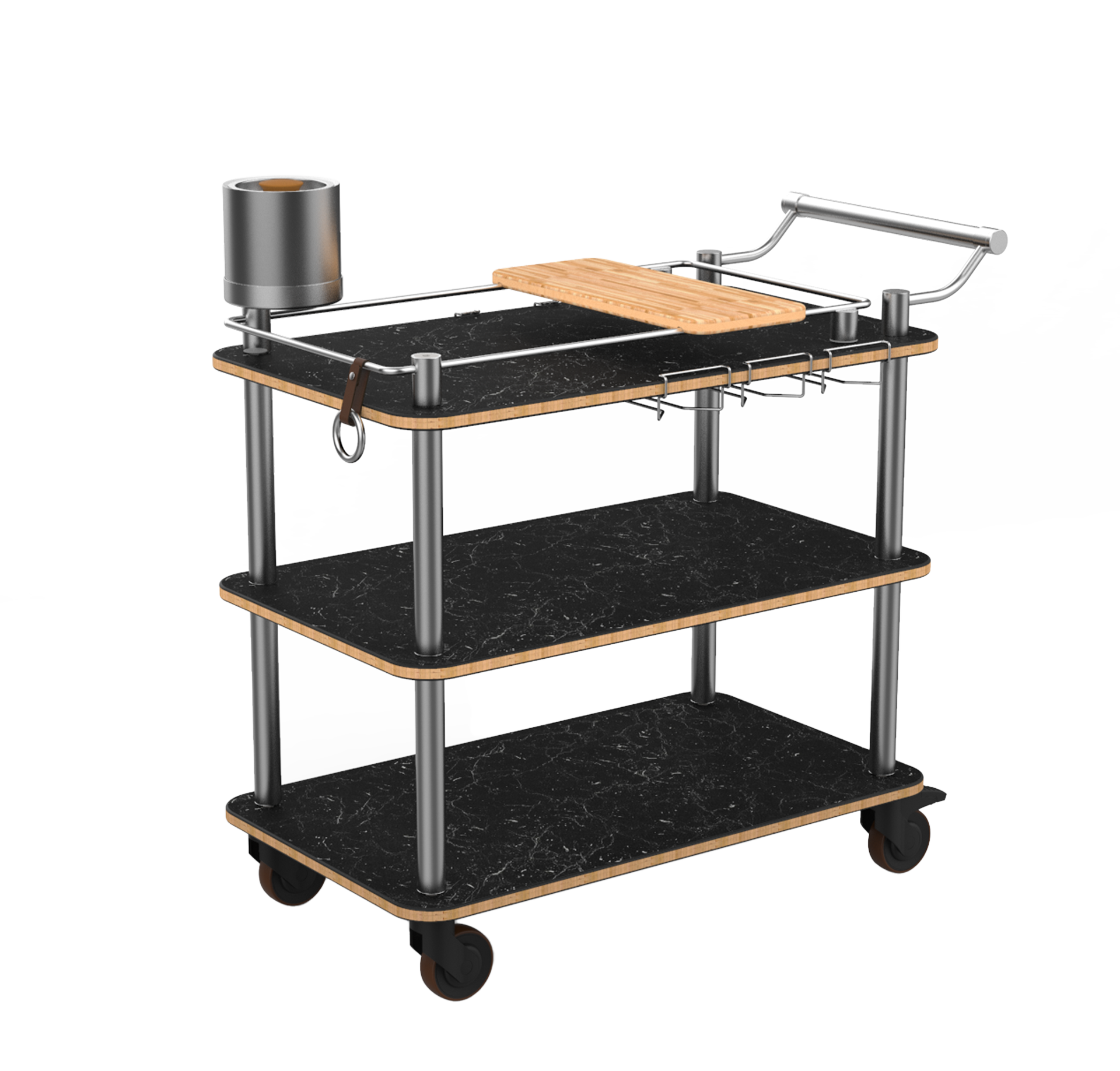 MIXOLOGY CART WITH STAINLESS STEEL HANDLE