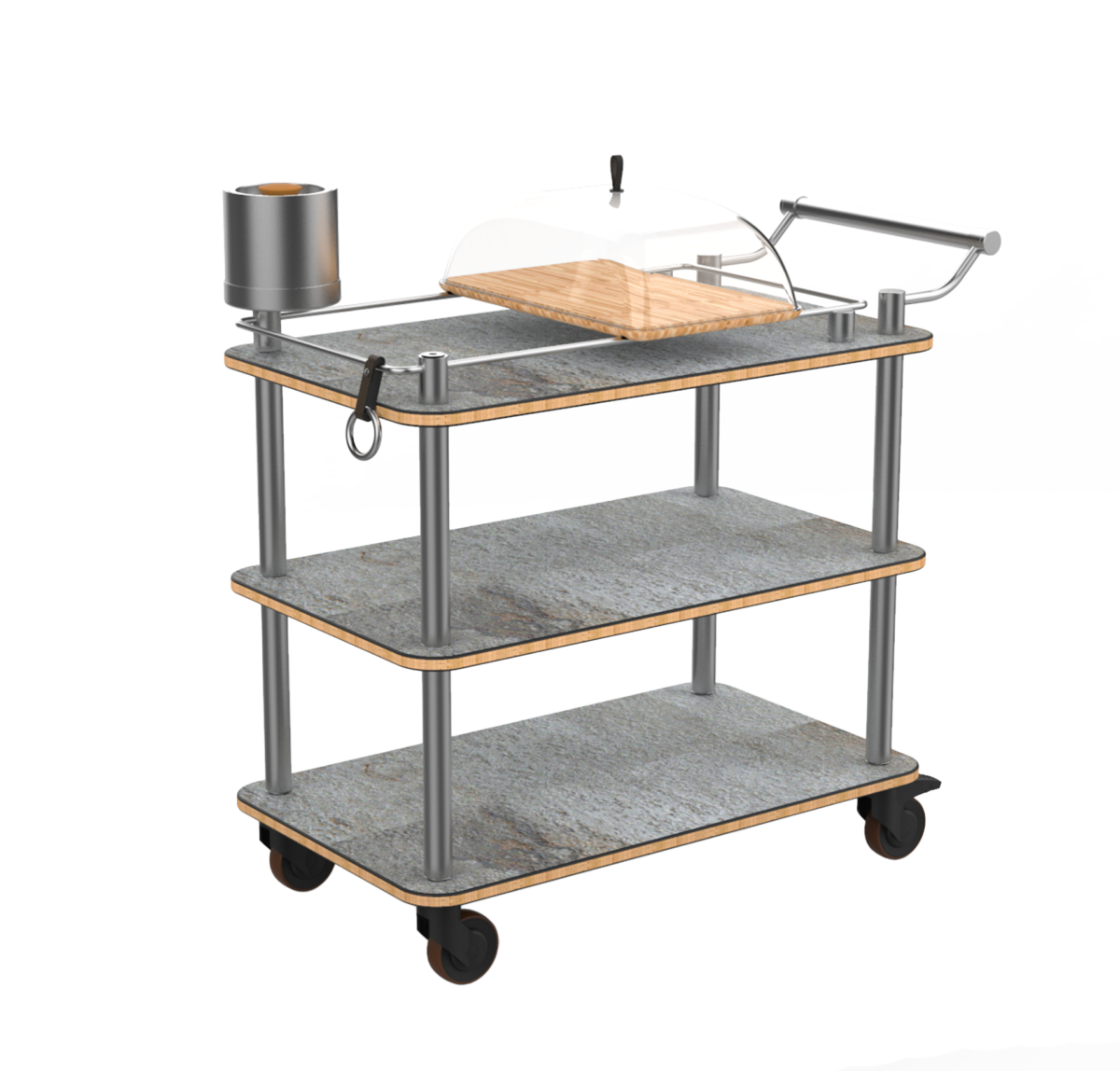 CHEESE PLATE & WINE CART WITH STAINLESS STEEL HANDLE Mogogo F&B Furniture