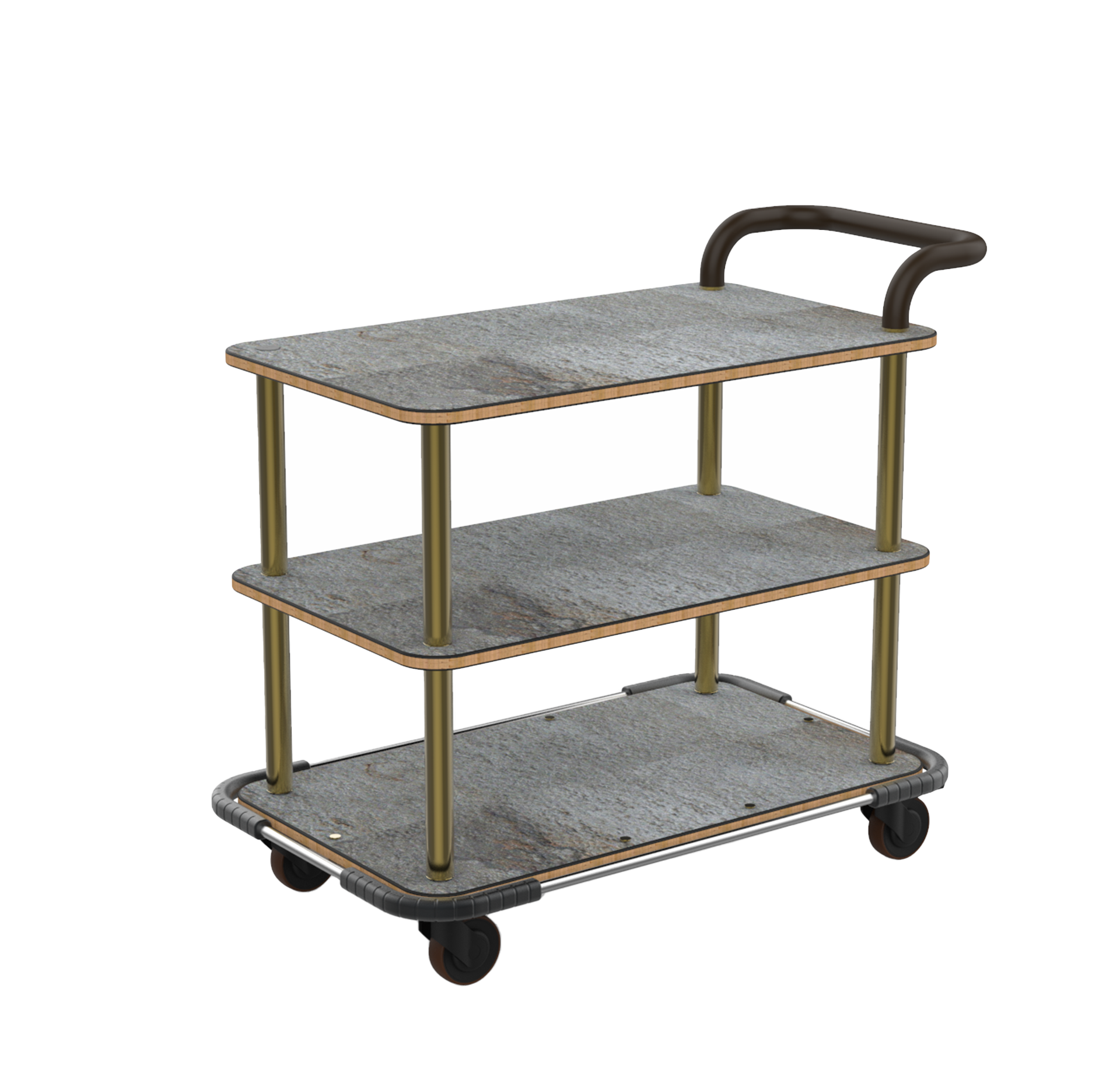 SERVICE CART WITH LEATHER HANDLE AND HEAVY DUTY BUMPER