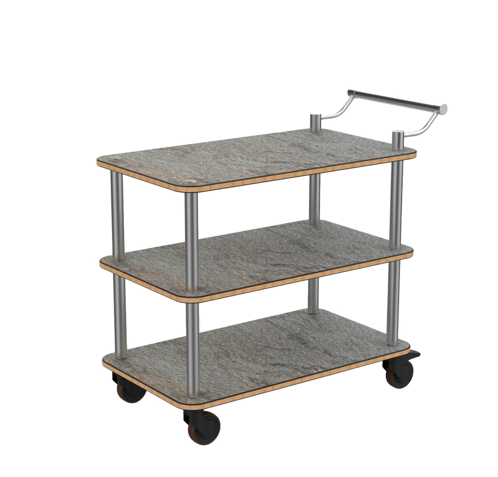 SERVICE CART WITH STAINLESS STEEL HANDLE