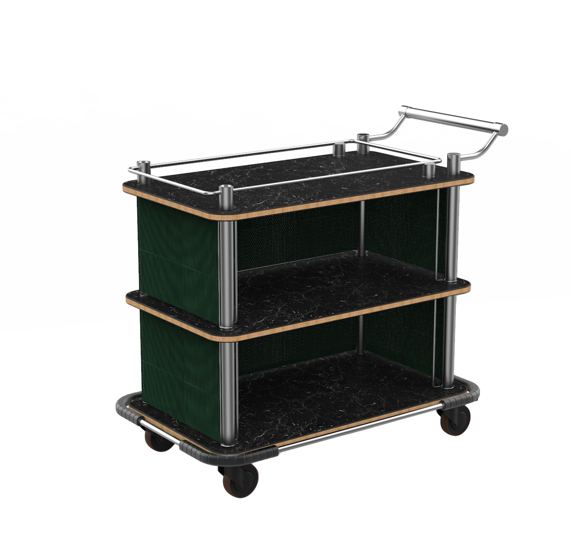 TOP BORDER CART WITH STAINLESS STEEL HANDLE AND HEAVY DUTY BUMPER