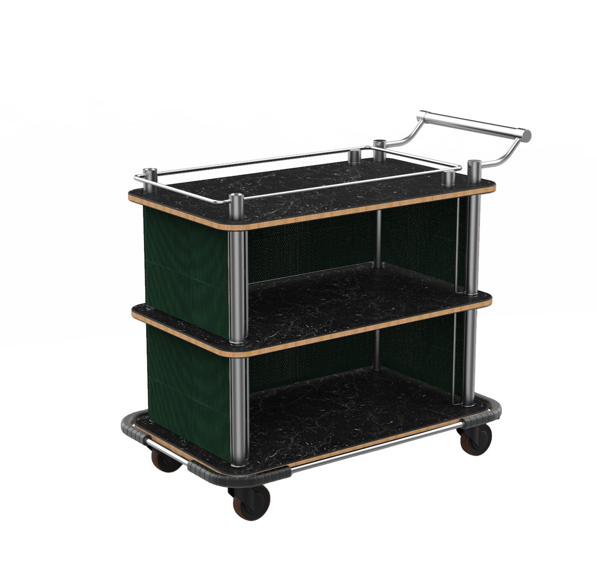 TOP BORDER CART WITH STAINLESS STEEL HANDLE AND HEAVY DUTY BUMPER