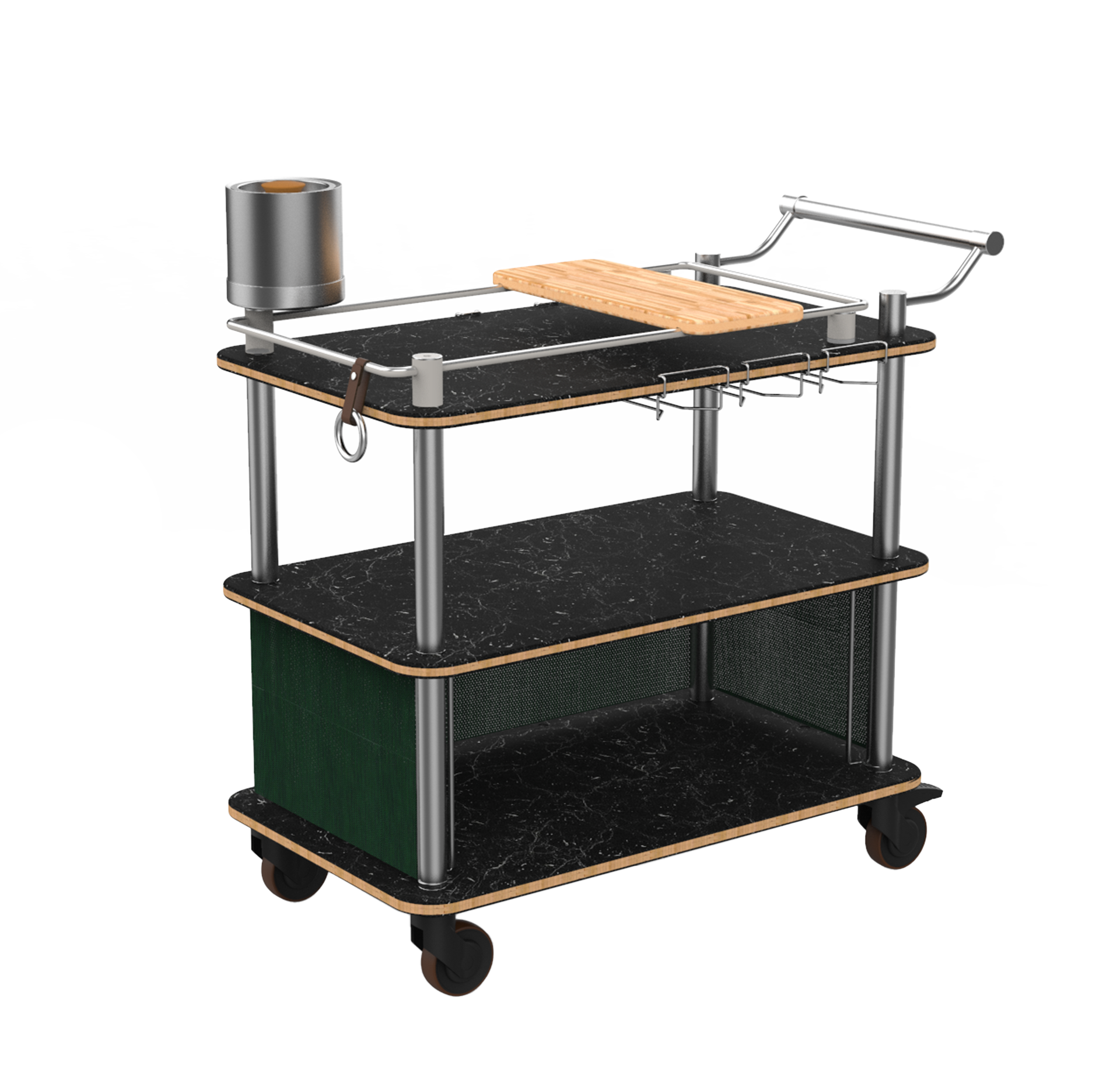 MIXOLOGY CART WITH STAINLESS STEEL HANDLE