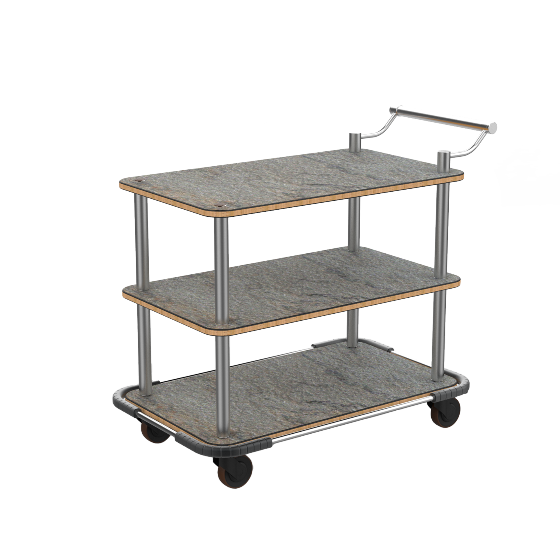 SERVICE CART WITH STAINLESS STEEL HANDLE AND HEAVY DUTY BUMPER