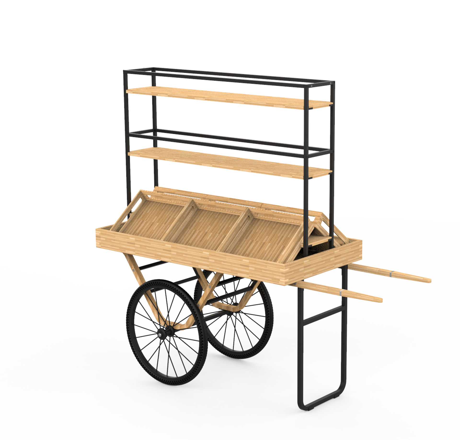 CART WITH SHELVES AND CRATES