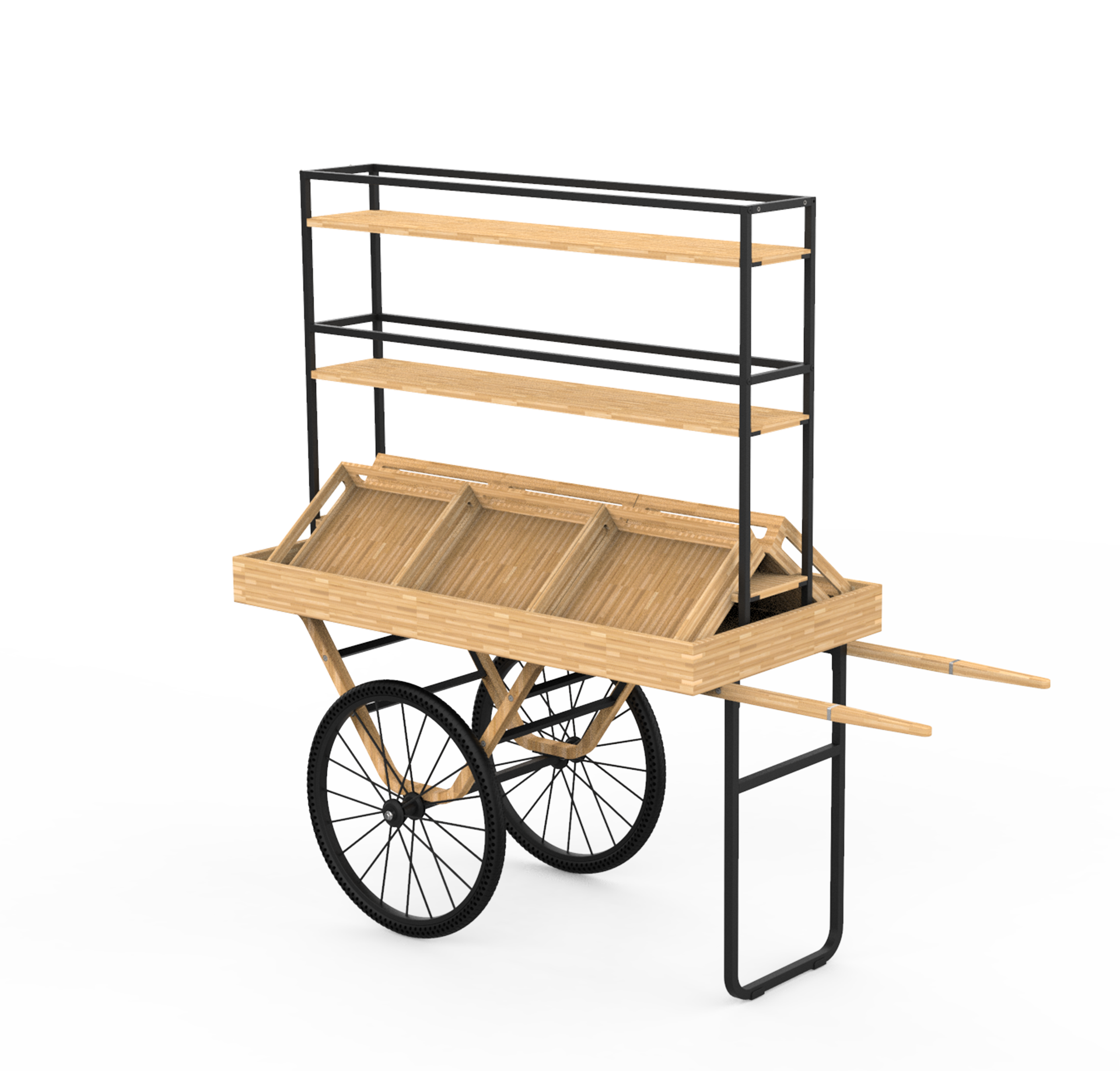 CART WITH SHELVES AND CRATES